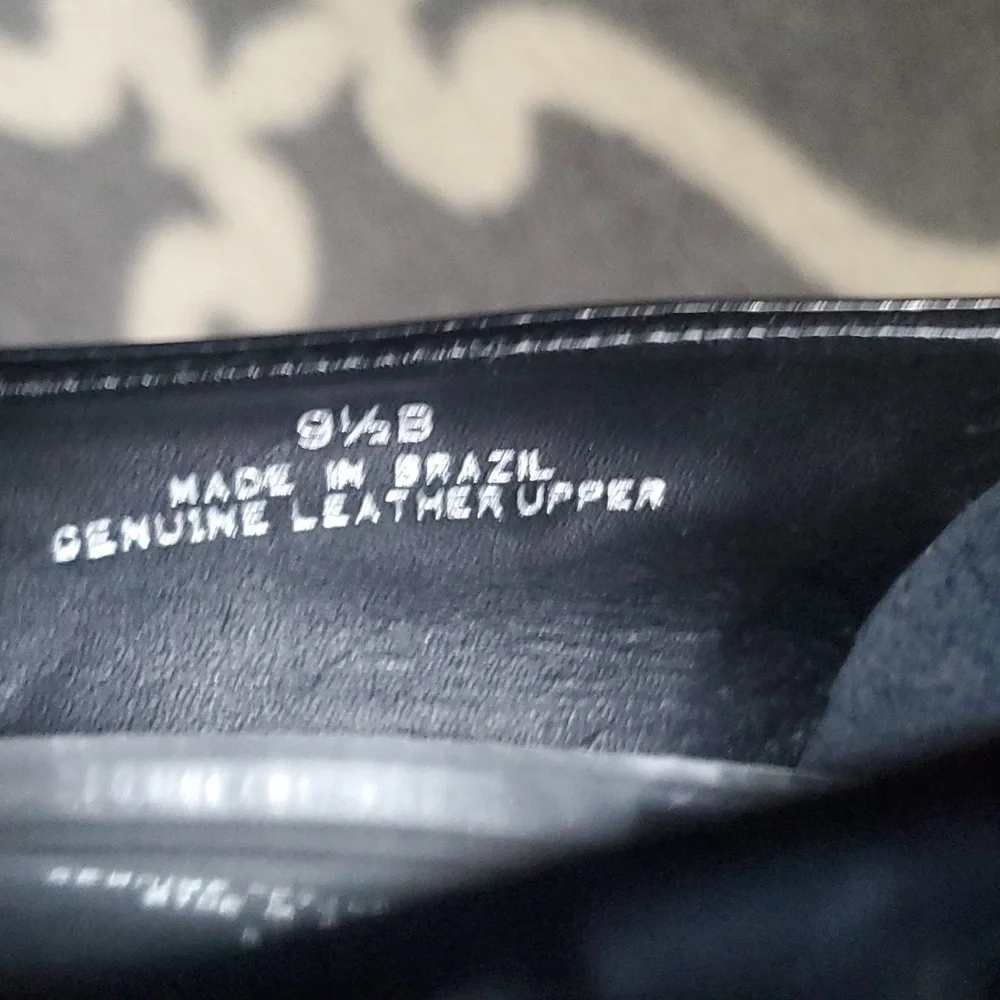 Talbots Black Silver Patent Leather Wedge Heel Shoes